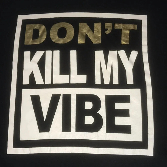 FREEZE crop top “Don’t Kill My Vibe” ties at bottom short sleeve T-shirt size M - Picture 1 of 6